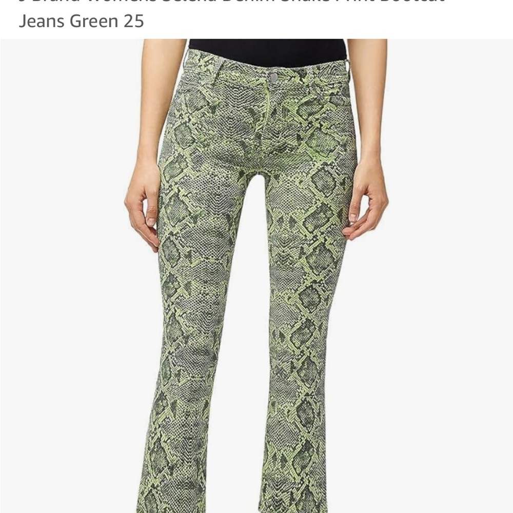 J Brand Selena Denim Snake Print High Waist Crop Stretch Jeans Size 31